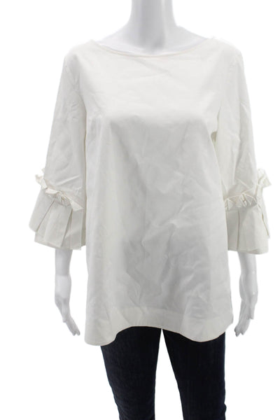 COS Womens Tunic Boat Neck 3/4 Sleeve Cotton White Pullover Size 4