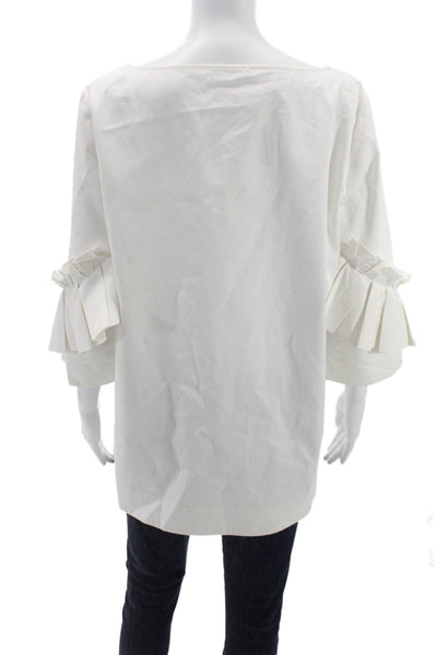 COS Womens Tunic Boat Neck 3/4 Sleeve Cotton White Pullover Size 4