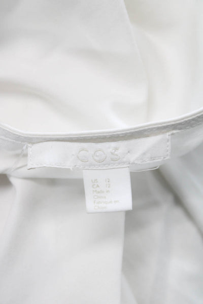 COS Womens Tunic Boat Neck 3/4 Sleeve Cotton White Pullover Size 4