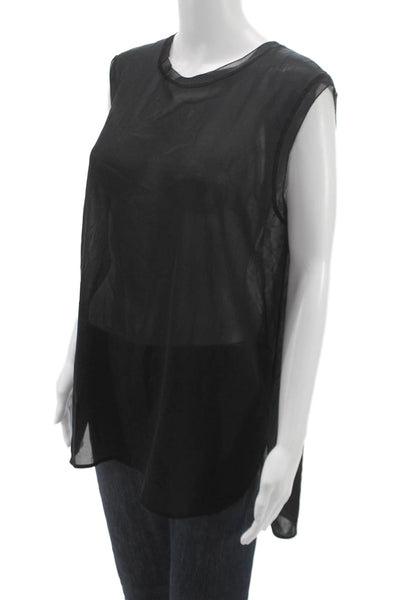 Vince Womens Silk Sleeveless Tunic Round Neck Black Size L