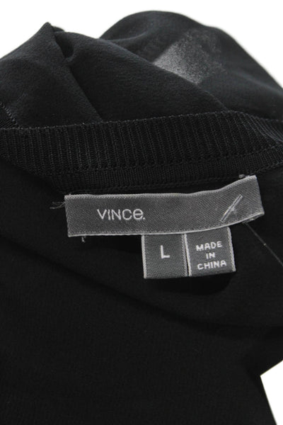 Vince Womens Silk Sleeveless Tunic Round Neck Black Size L
