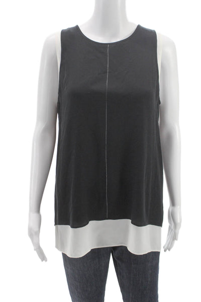 Vince Women Black Basic Tank Top Sleeveless Round Neck Polyester Blend Size L