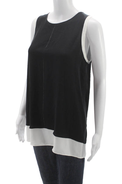 Vince Women Black Basic Tank Top Sleeveless Round Neck Polyester Blend Size L