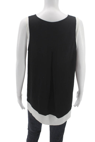 Vince Women Black Basic Tank Top Sleeveless Round Neck Polyester Blend Size L