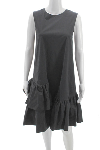 COS Women Shift Dress Sleeveless Black Round Neck Zip Short Size 8