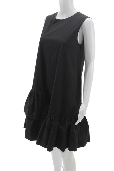 COS Women Shift Dress Sleeveless Black Round Neck Zip Short Size 8