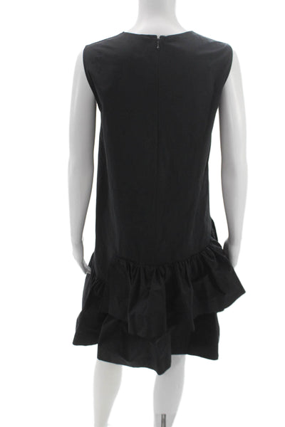 COS Women Shift Dress Sleeveless Black Round Neck Zip Short Size 8