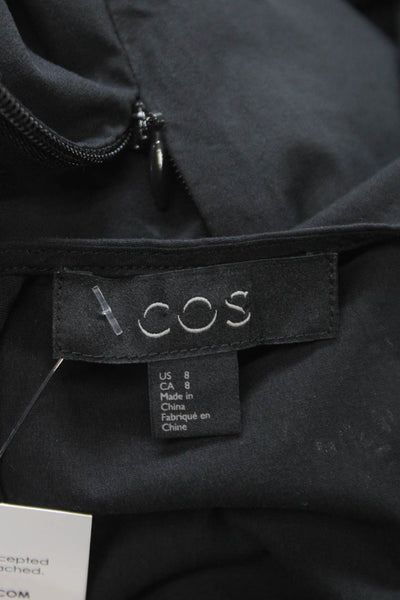 COS Women Shift Dress Sleeveless Black Round Neck Zip Short Size 8