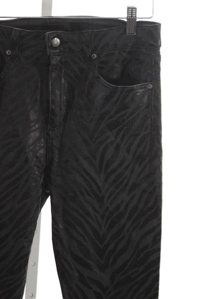 Joes Women Skinny Jeans Black Animal Print Cotton Blend Size 30