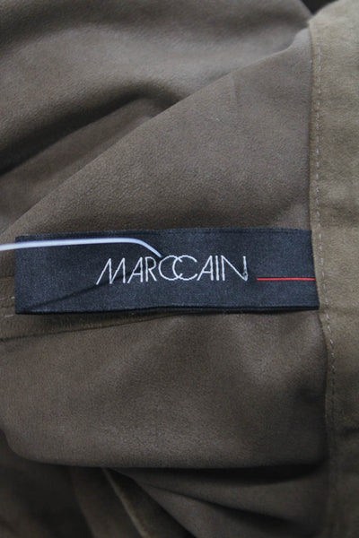 Marccain Womens Sheath Leather V-Neck Sleeveless Zip Knee Length Dress Size 2