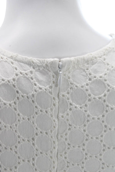 Tessora Womens Trapeze Dress White Cotton Knee Length Short Sleeve Size S