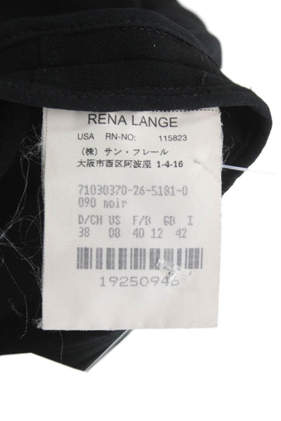 Rena Lange Womens Sheath Dress Black Knee Length Sleeveless Boat Neck Zip Size 8