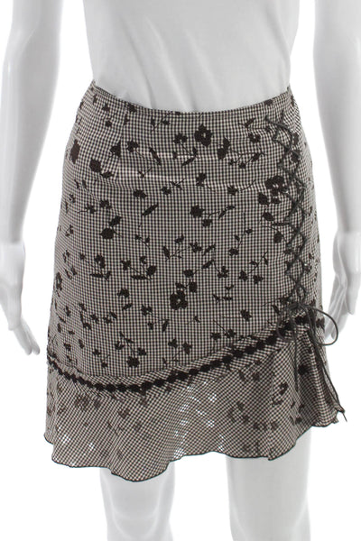 Cynthia Cynthia Steffe Women A-Line Brown Check Cotton Skirt Size 8