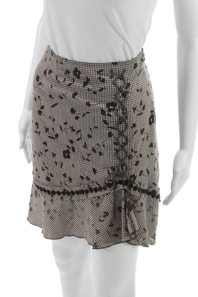 Cynthia Cynthia Steffe Women A-Line Brown Check Cotton Skirt Size 8