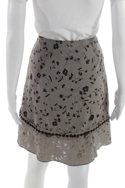Cynthia Cynthia Steffe Women A-Line Brown Check Cotton Skirt Size 8