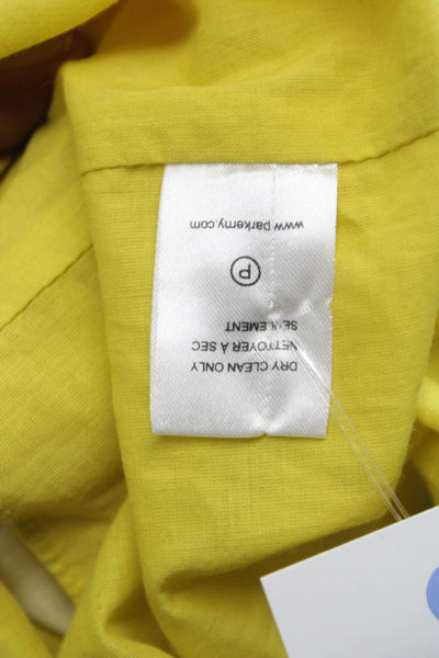 Parker Womens A-Line Floral Cotton Skirt Yellow Knee Length Zip Size 4
