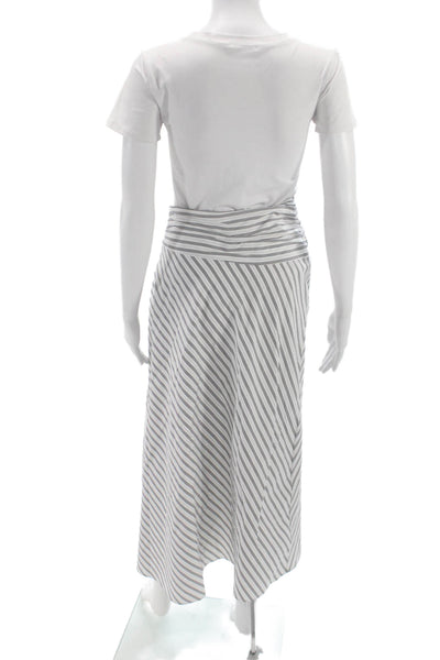 A.L.C. Womens Wrap Skirt White Striped Cotton Knee Length Size 4
