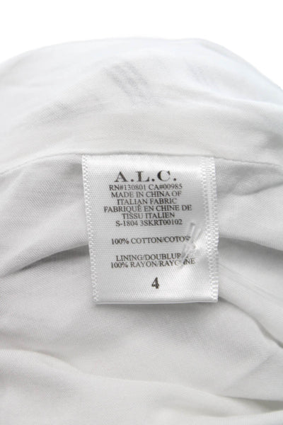 A.L.C. Womens Wrap Skirt White Striped Cotton Knee Length Size 4