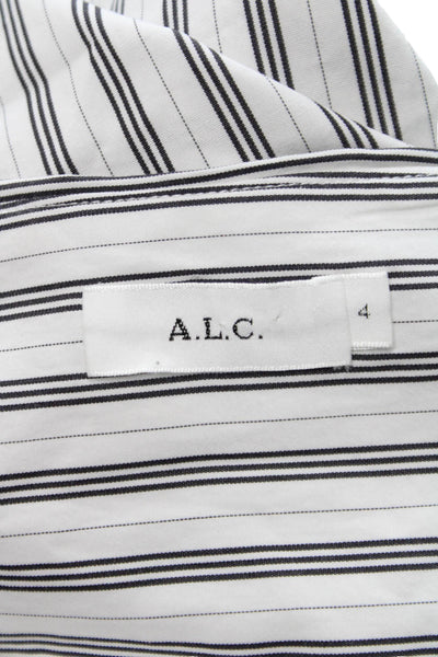 A.L.C. Womens Wrap Skirt White Striped Cotton Knee Length Size 4