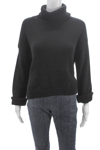 525 Women Pullover Sweater Black 100% Cotton Turtleneck Long Sleeve Size XS