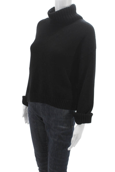 525 Women Pullover Sweater Black 100% Cotton Turtleneck Long Sleeve Size XS