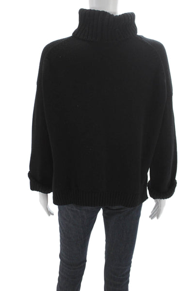 525 Women Pullover Sweater Black 100% Cotton Turtleneck Long Sleeve Size XS