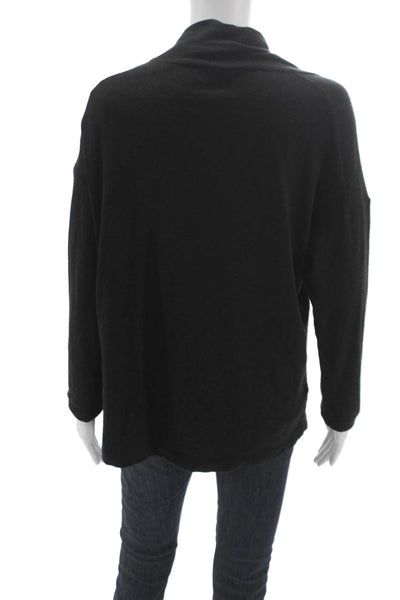 Kal Rieman Women Cardigan Black Mock Neck Long Sleeve Acrylic Size XS