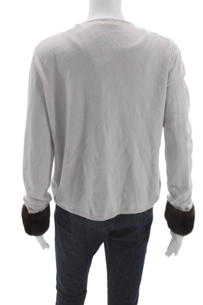 Vera Wang Women Cardigan Sweater Cashmere Gray Round Neck Long Sleeve Size M