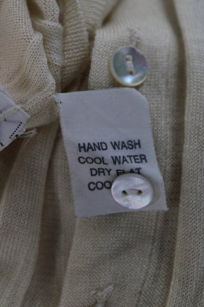 Bergdorf Goodman Women Cardigan Ivory Cashmere Silk V-Neck Long Sleeve Size M