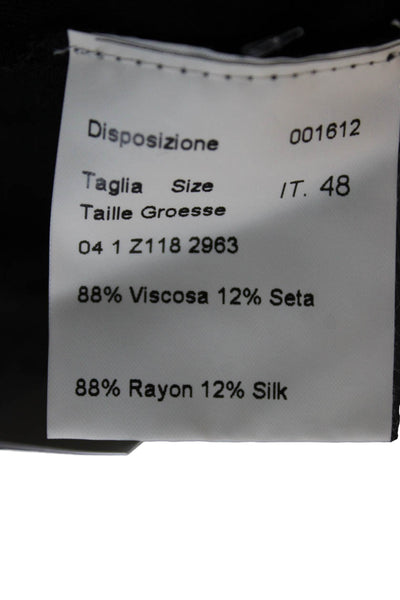 Piazza Sempione Women Black Basic V Neck 3/4 Sleeve Blouse Size 48
