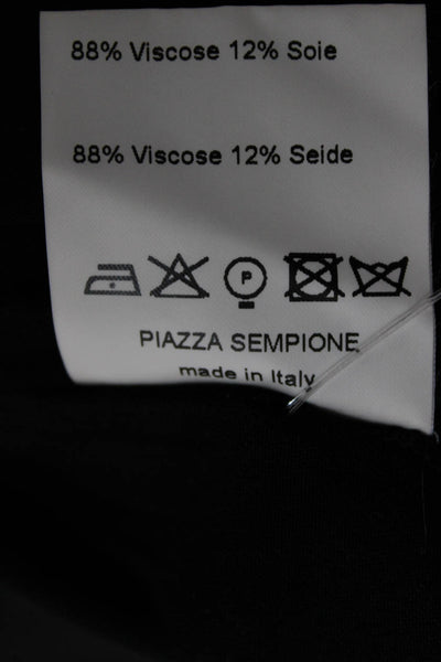 Piazza Sempione Women Black Basic V Neck 3/4 Sleeve Blouse Size 48