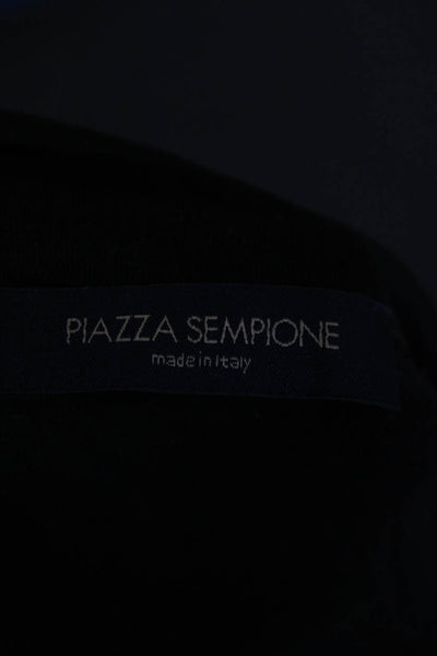 Piazza Sempione Women Black Basic V Neck 3/4 Sleeve Blouse Size 48