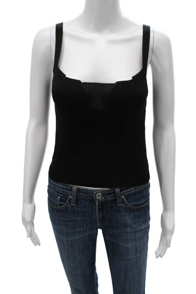 Escada Womens Black Sleeveless Scoop Neck Basic Tank Viscose Cotton Size 36