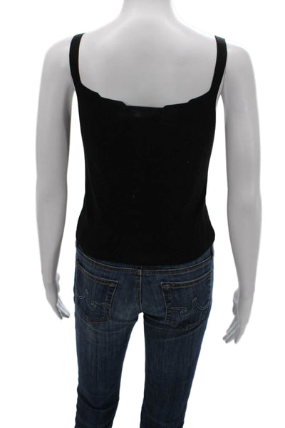 Escada Womens Black Sleeveless Scoop Neck Basic Tank Viscose Cotton Size 36