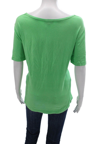 Escada Women Basic Green Scoop Neck Short Sleeve Cotton Blend T-Shirt Size XL