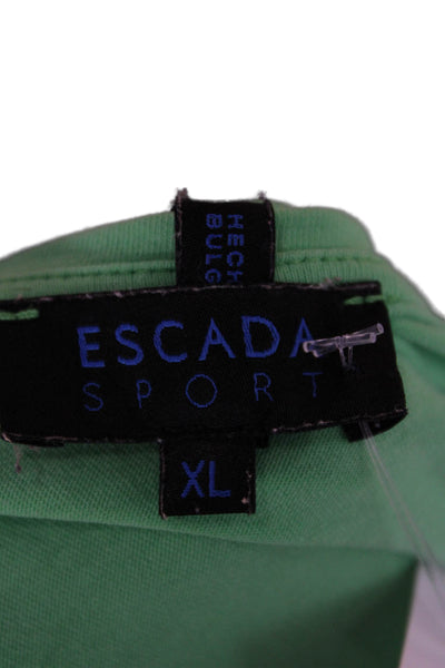 Escada Women Basic Green Scoop Neck Short Sleeve Cotton Blend T-Shirt Size XL
