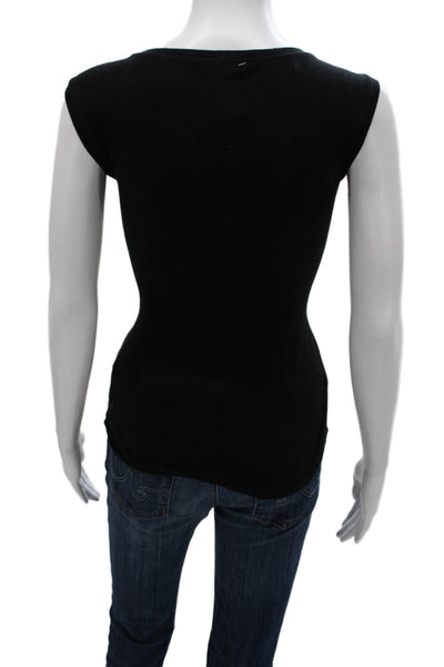 Elie Tahari Womens Basic Scoop Neck Sleeveless Tank Black Cotton Blend Size S