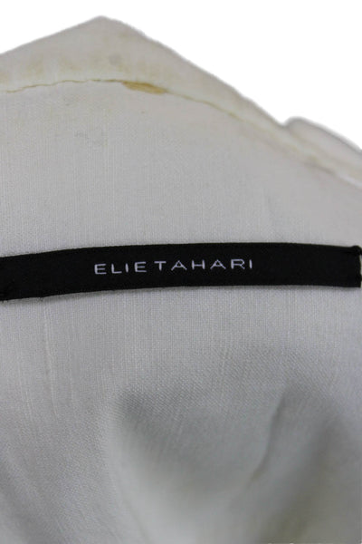 Elie Tahari Womens Ivory Button Up Cotton Blend Jacket Size S