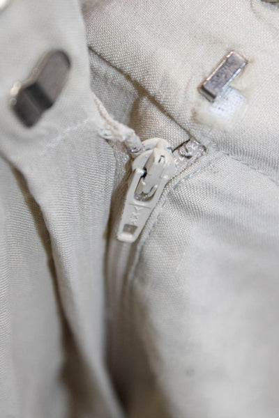 Elie Tahari Women Beige Linen Bermuda Shorts Zip Closure Size 12