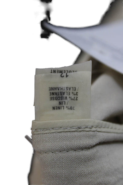 Elie Tahari Women Beige Linen Bermuda Shorts Zip Closure Size 12