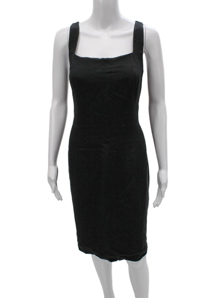 Luca Luca Womens Gray Sheath Midi Dress Square Neck Sleeveless Size 48