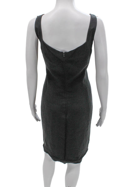 Luca Luca Womens Gray Sheath Midi Dress Square Neck Sleeveless Size 48