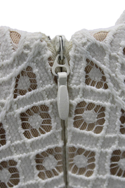 BCBGMAXAZRIA Women Mini Lace Halter Dress Beige Sleeveless Zip Size 4