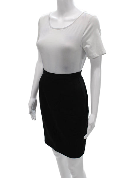 Giorgio Armani Women Straight Pencil Wool Skirt Gray Short Button Size 46