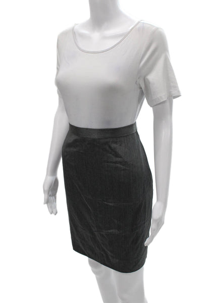 Escada Women Pencil Striped Wool Blend Knee Length Button Skirt Size 42