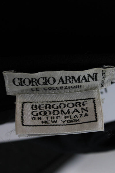 Giorgio Armani Womens Black Wool Straight Pencil Skirt Button Size 46