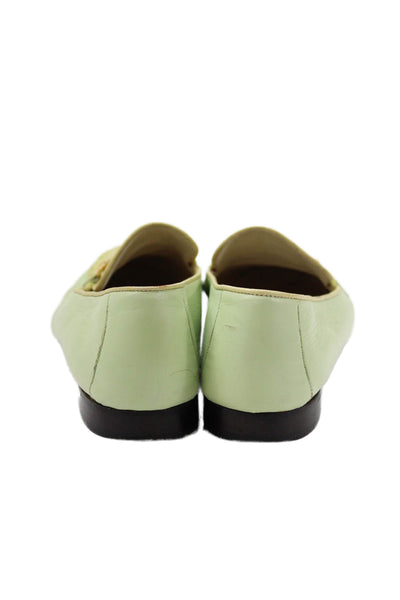 Escada Women's Embellish Leather Slip-On Loafers Shoes Green 7.5