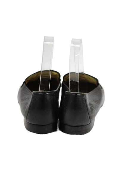 Escada Women's Round Toe Leather Slip-On Loafers Shoes Black Size 7