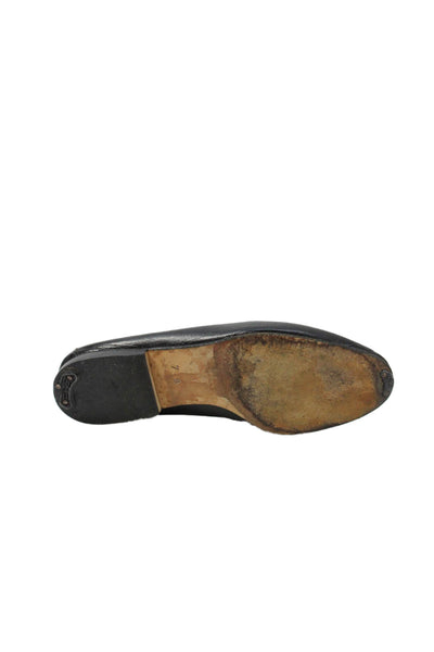 Escada Women's Round Toe Leather Slip-On Loafers Shoes Black Size 7