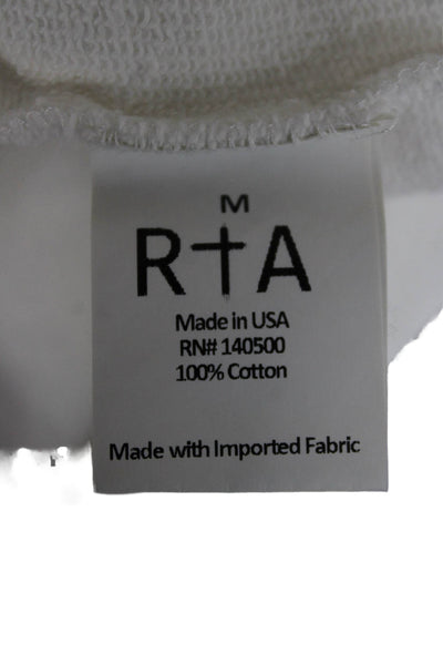 R+A Womens Cotton Crew Neck Pullover Sweater White Long Sleeve Size M